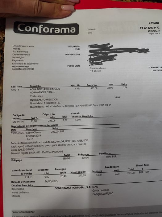 Colchão Pikolin 190x140