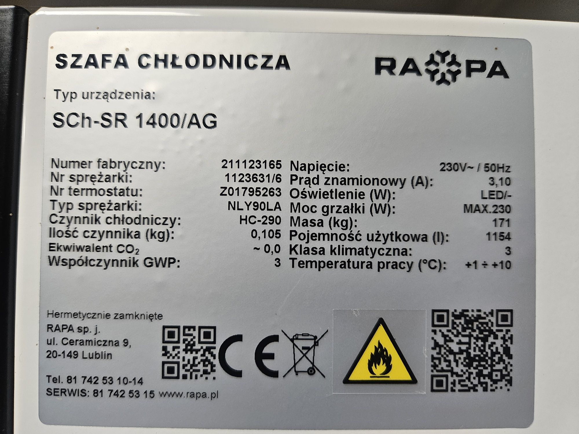 Szafa chłodnicza Rapa