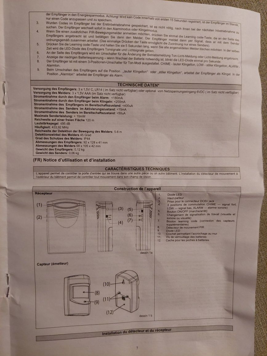 Zestaw 3 x czujnik ruchu Orno OR-MA-710 bezprzewodowy