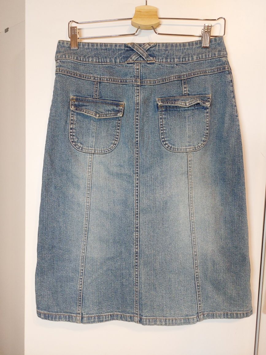 Jeansowa spódnica midi 38/M dżinsowa spódnica na zatrzaski długa