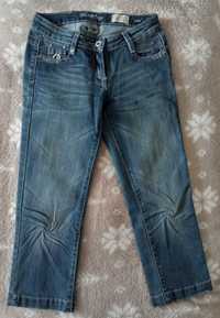Jeansowe spodnie rybaczki damskie r. 36 (S) niepowtarzalne
