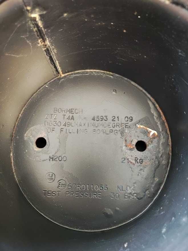 Butla zbiornik gazu zewnętrzny LPG 49L BORMECH 630/200 ZTZ T4A