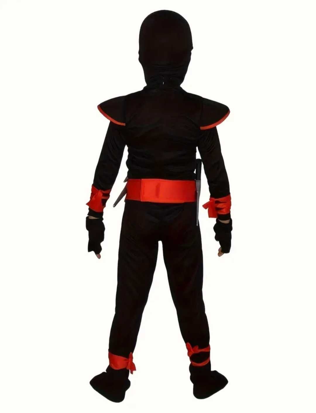 Zestaw XXL! Strój BLACK NINJA r. 134/140  wojownik samuraj przebranie
