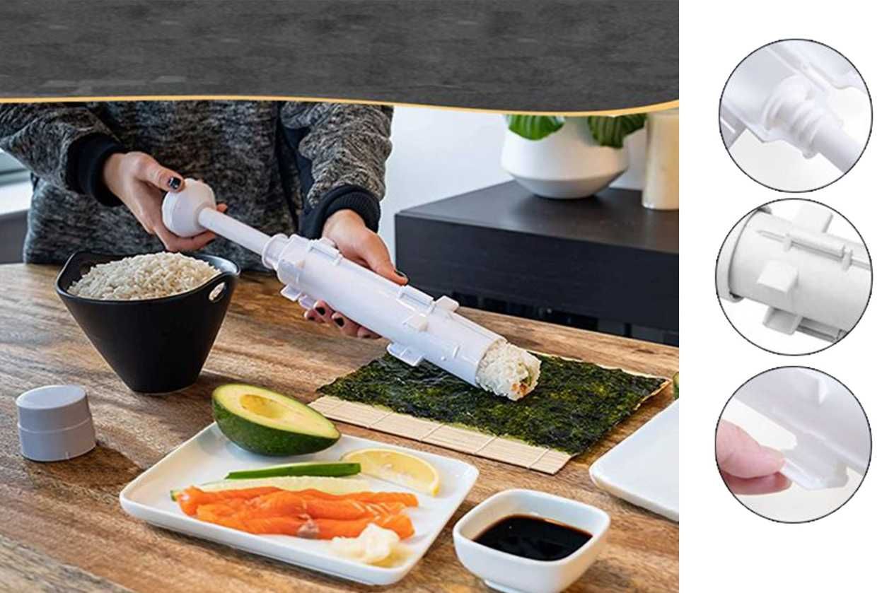 Zestaw Maszynka Do Robienia Sushi Rolka Bazooka Mata Nóż Akcesoria