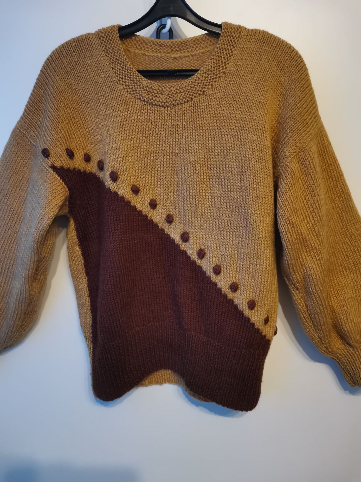 Sweter damski Vintage, retro rozm L /XL, odcienie brązu