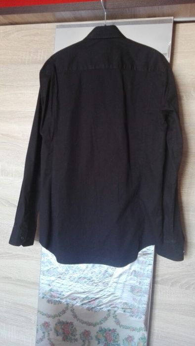 Basic czarna elegancka koszula długi męska rękaw rękawem długim m 38