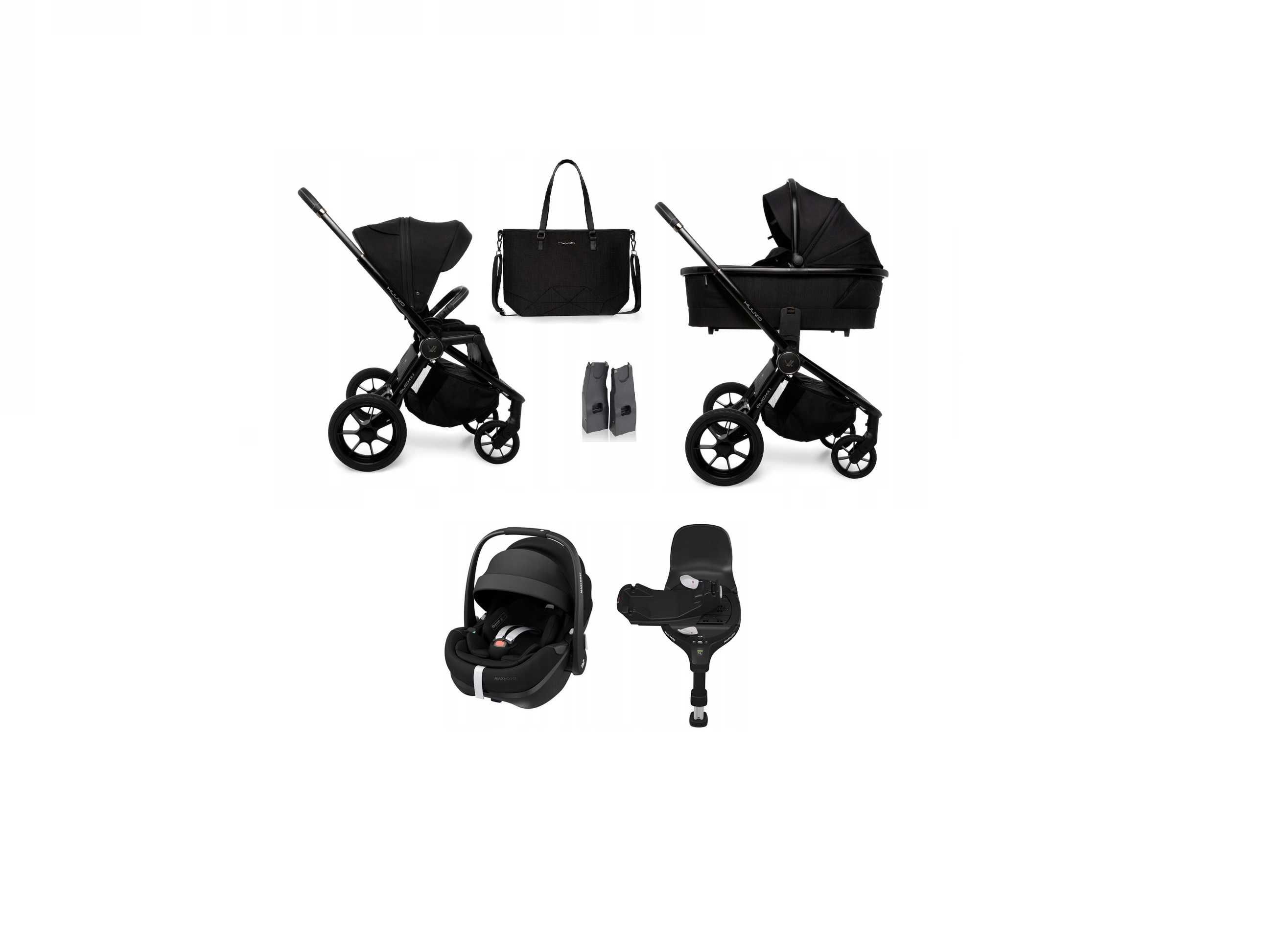 Wózek 4w1 MUUVO QUICK SE2 Black +MaxiCosi Pebble360Pro2 +baza obrotowa