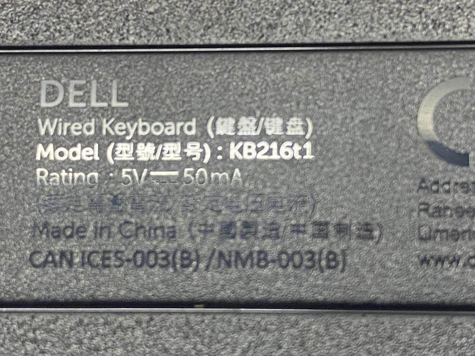Клавіатура Dell KB216t1 — НОВА, оригінал, чорна (без кирилиці)