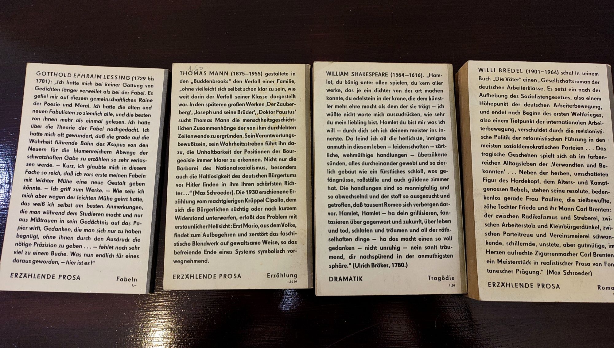 Shakespeare Lessing Mann Bredel - po niemiecku 4 książki Hamlet