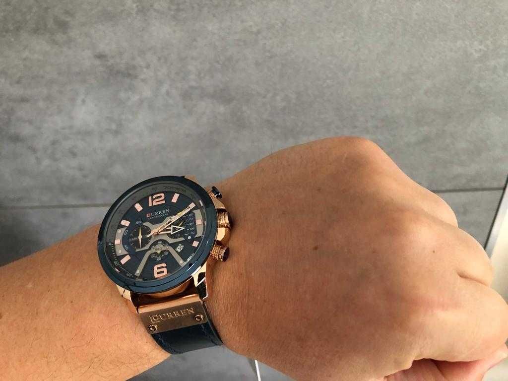 Luksusowa marka CURREN analogowy zegarek męski z paskiem ze skóry