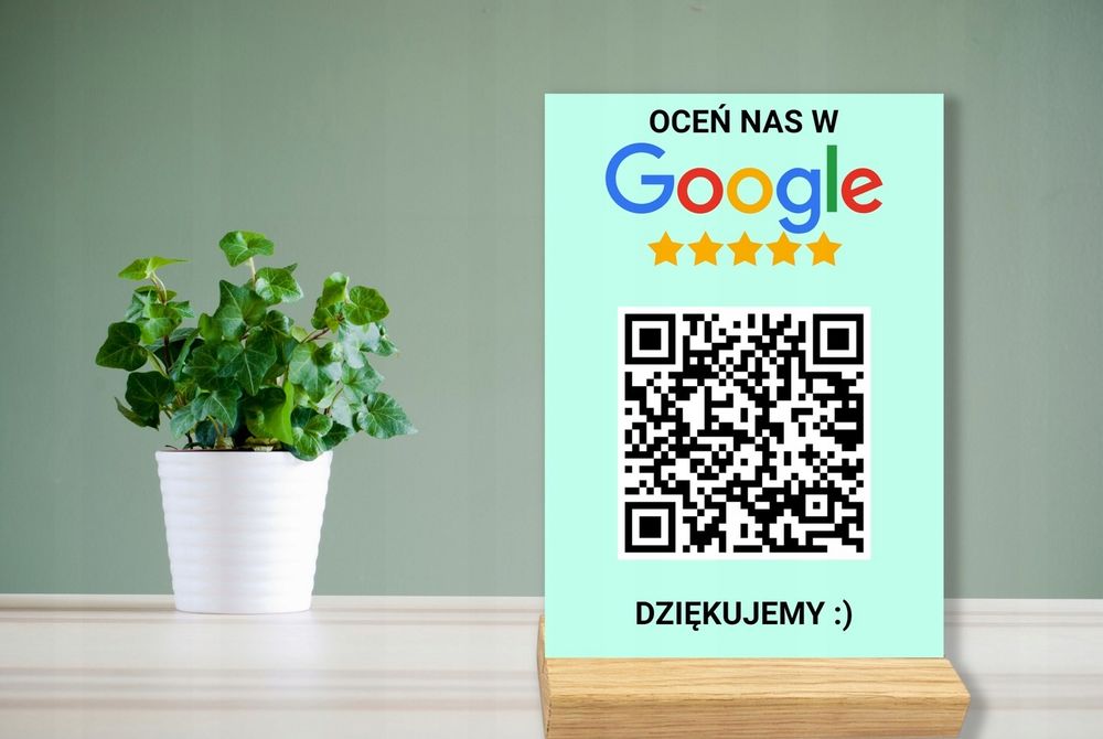 Tabliczka Statuetka Stand google zbieranie opinii oceń nas kod qr