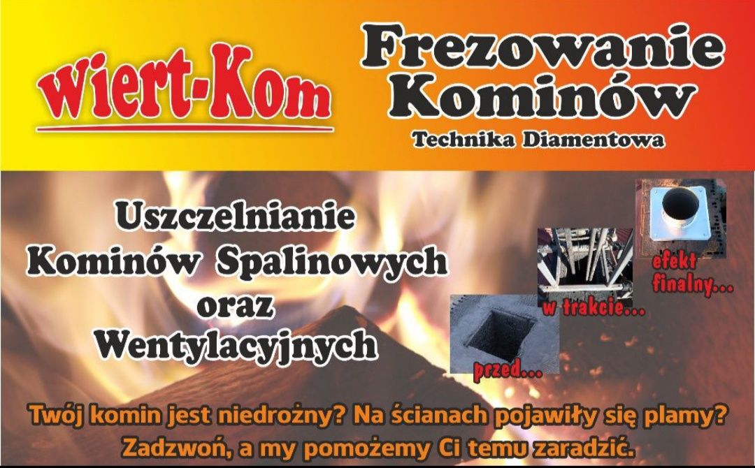 Frezowanie techniką diamentową uszczelnianie remont komina kominów