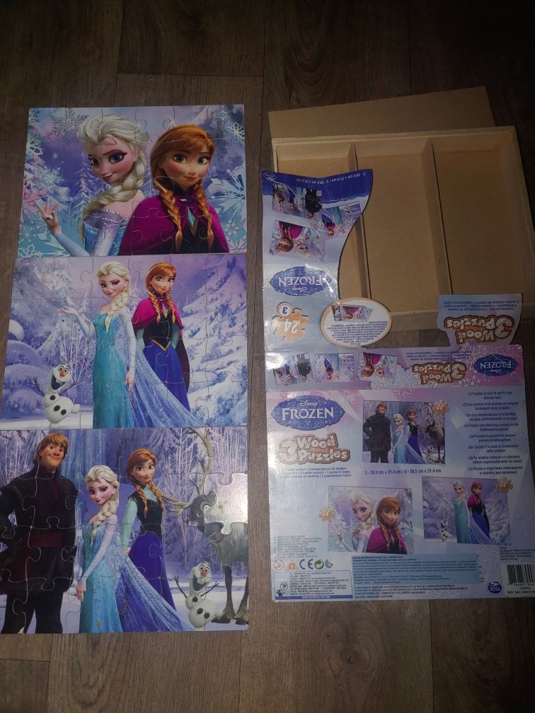 Puzzle drewniane Frozen Kraina Lodu Elsa i Anna 3w1