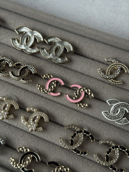 Сережки пусети Шанель, Chanel, стильна якісна біжутерія, нова колекція