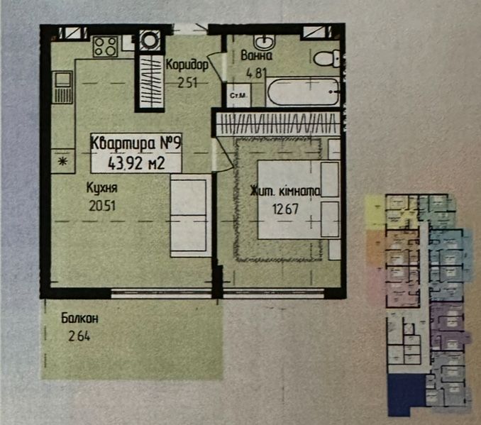 Продаж однокімнатної квартири по переуступці в ЖК Лайт Парк