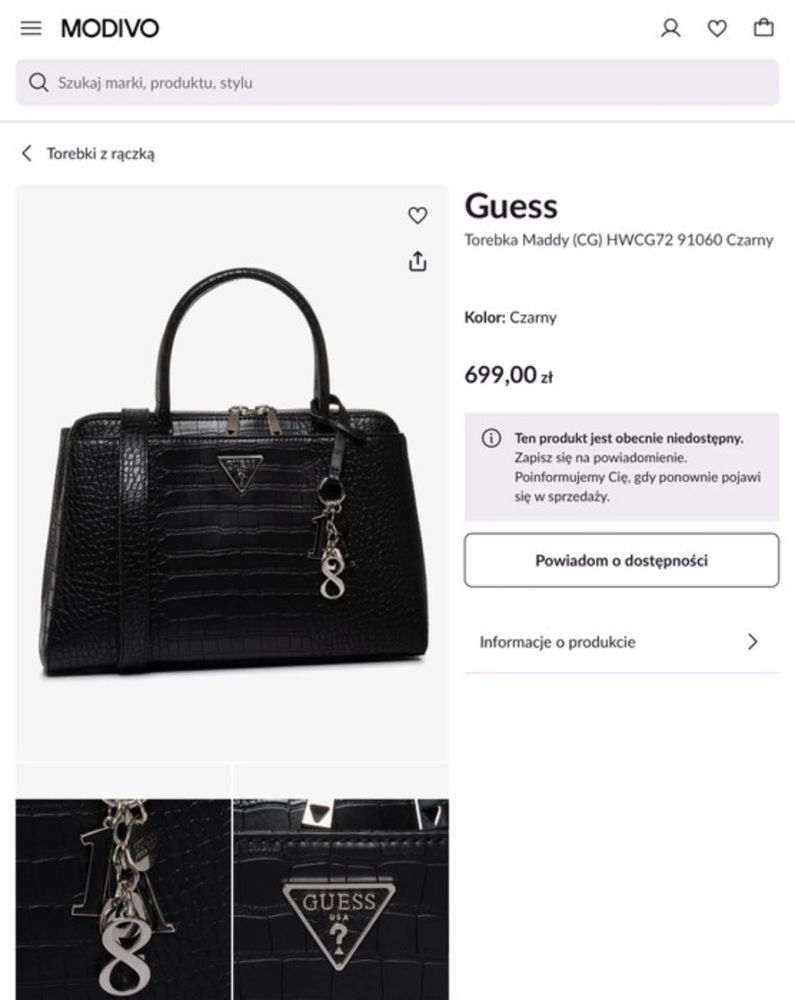 Guess torebka shopperka czarna