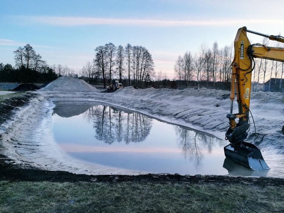 Kopanie stawów. Odmulanie, oczyszczanie Łochów Wyszków Korytnica Węgró