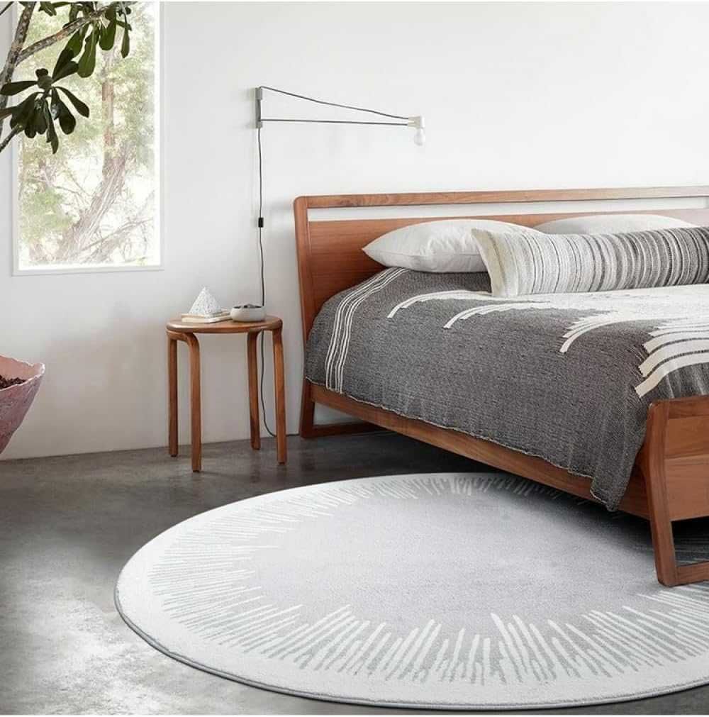 Freyamy Okrągły dywan nowoczesny, designerski 160 cm biało szary wzór