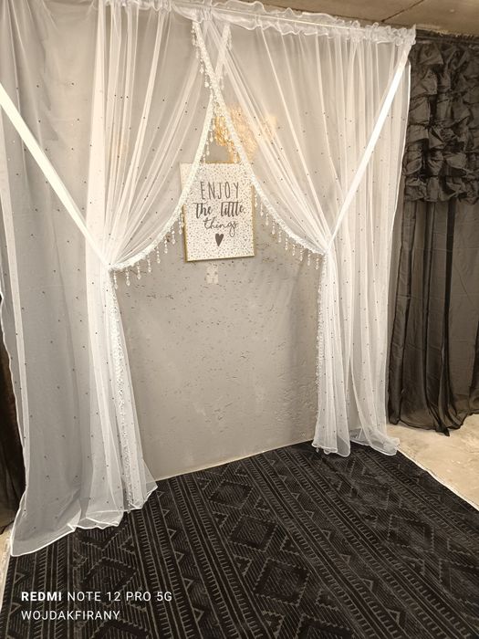 Firana nowa z kryształkami i perełkami długa 400*250cm