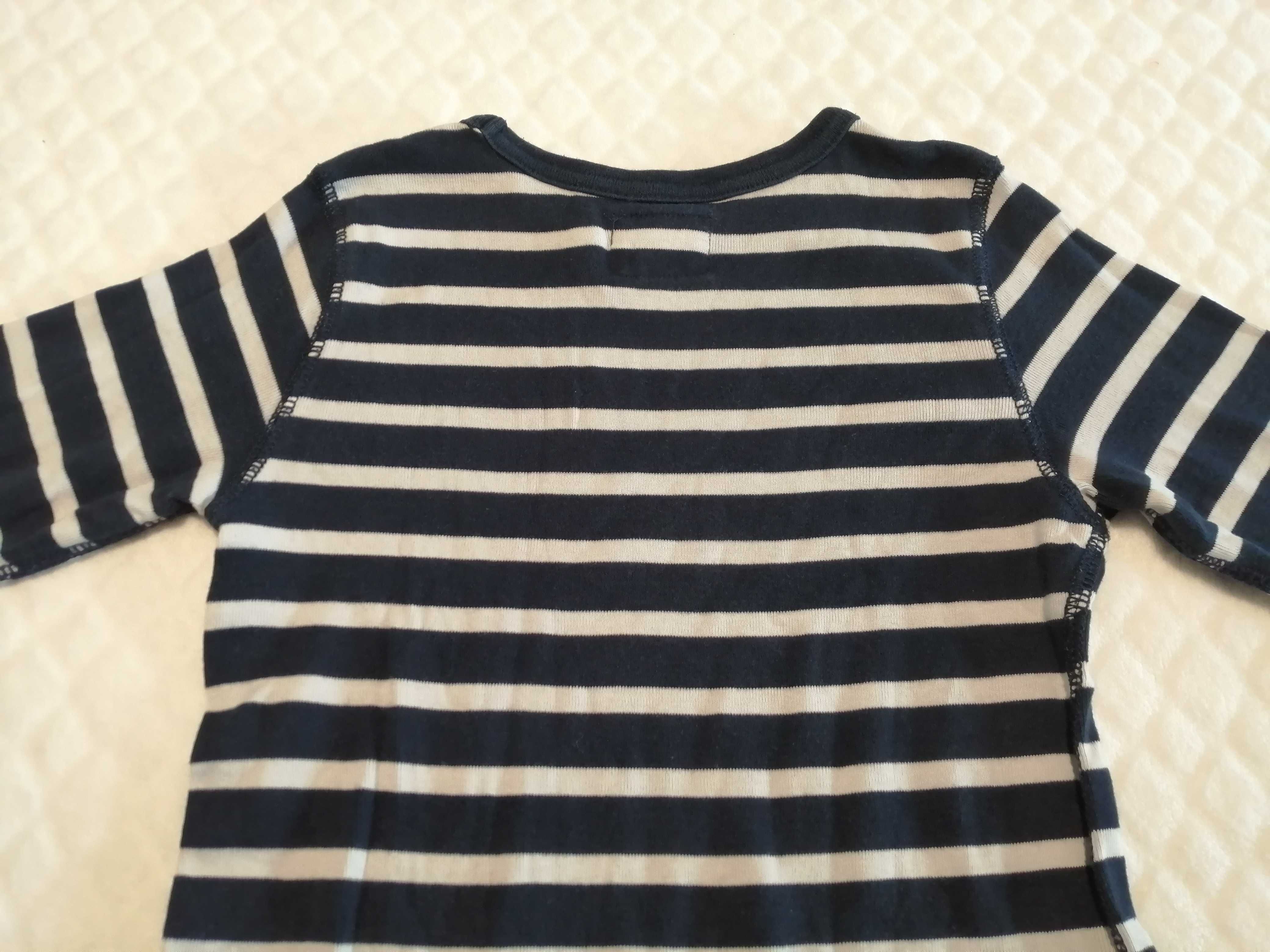 Bluzka, długi rękaw, chłopięca, pasy, 110/116, H&M (Odzież)