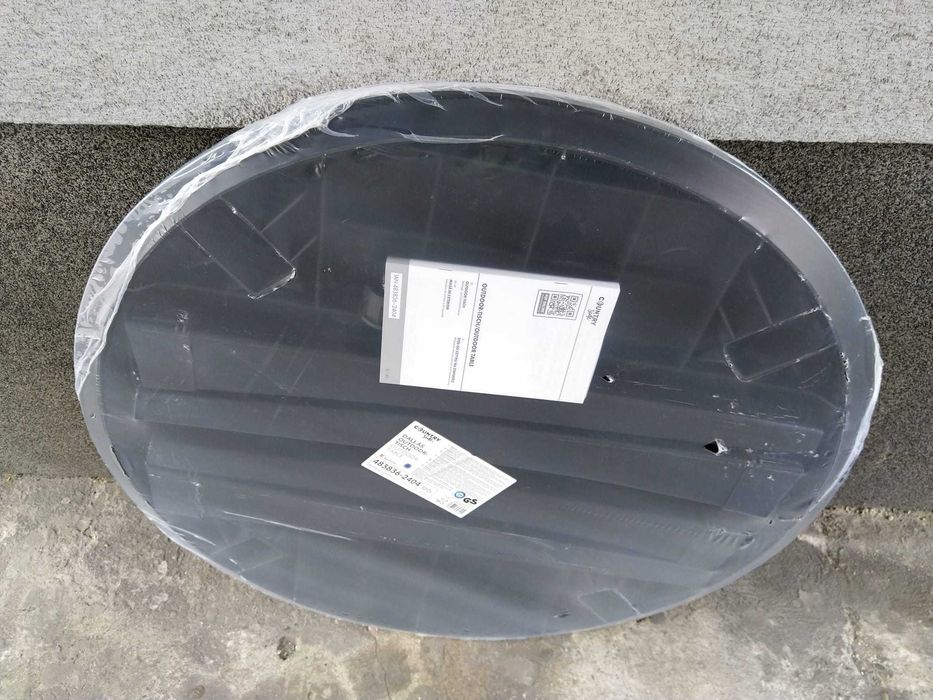 NOWY Stół Ogrodowy 90 x 72 Stolik Okrągły Plastikowy ANTRACYT
