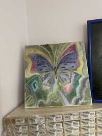 Obraz motyla malowany fabami olejowymi