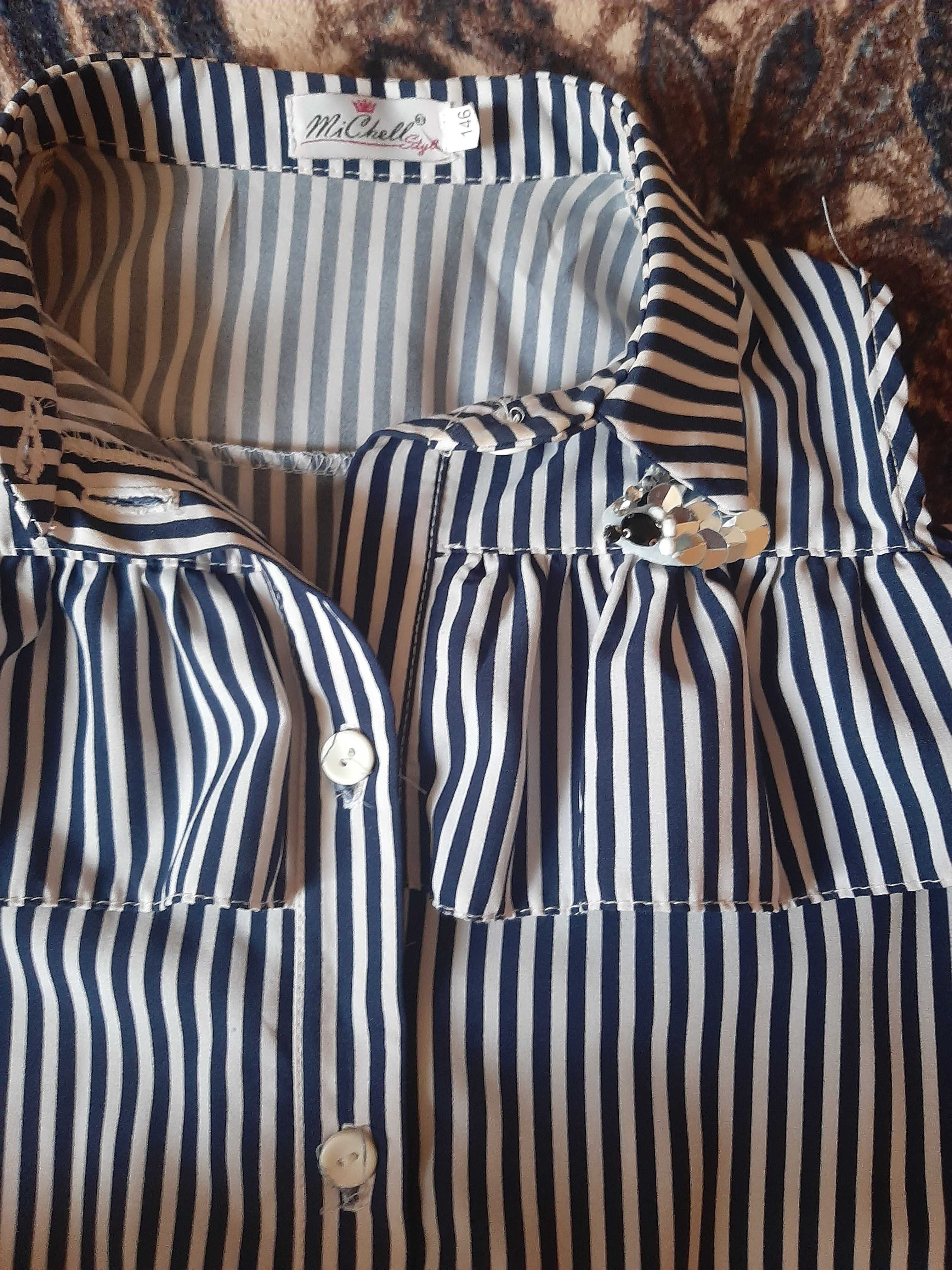 Польська блузка для школи сорочка в  для дівчинки розмір 146 рубашка