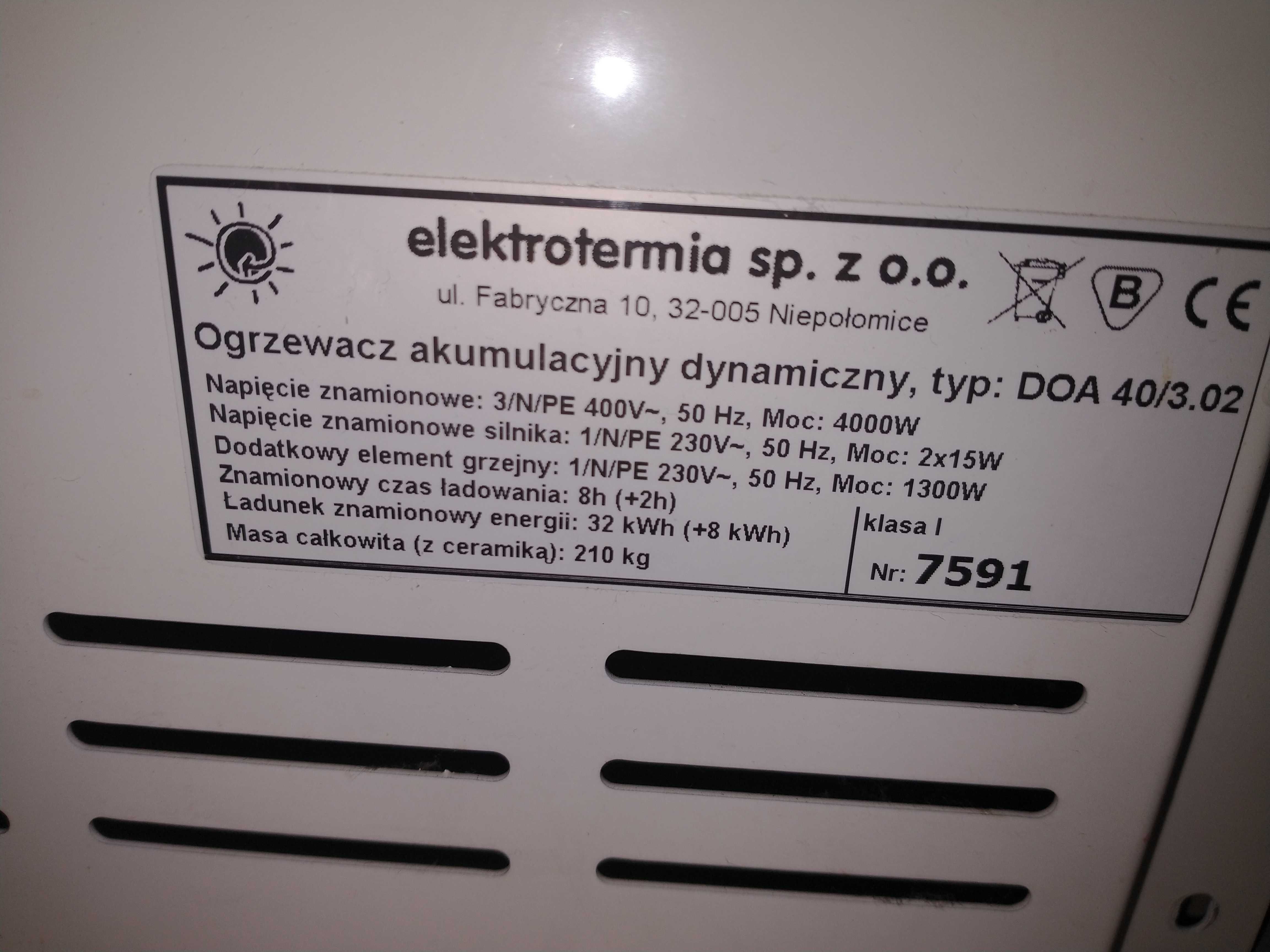 piec akumulacyjny 4 kW Elektrotermia sprzedam