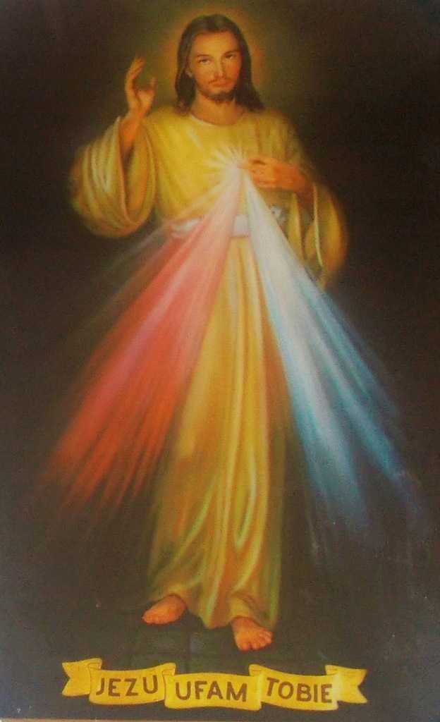 Jezus Miłosierny Ufam Tobie Obraz za szkłem rama drewniana