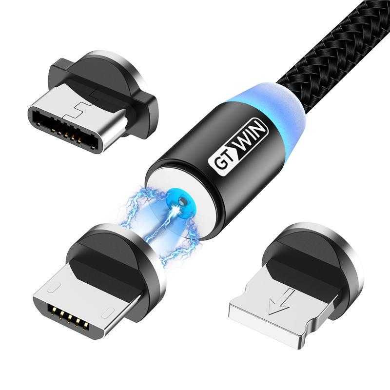 Магнитный зарядный кабель,для телефона. 1м  Micro usb/TypeC/Lightning