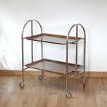 Stolik barek pomocniczy mobilny chromowany składany vintage retro 80s