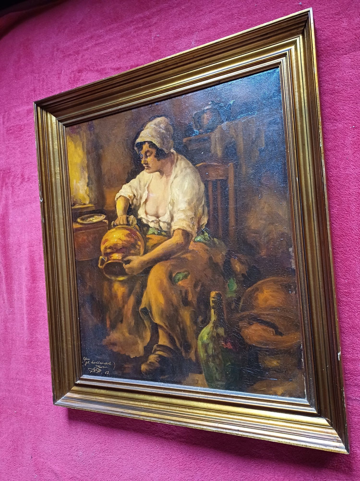 Stary obraz na płótnie sygnowany