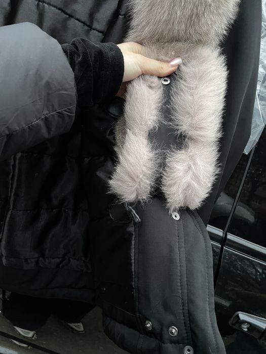 Парка с отделкой из меха песец натуральный S
