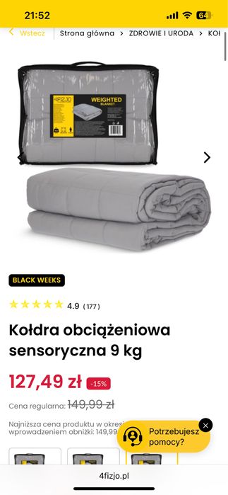 Kołdra obciążająca sensoryczna 9 kg / 200x150cm