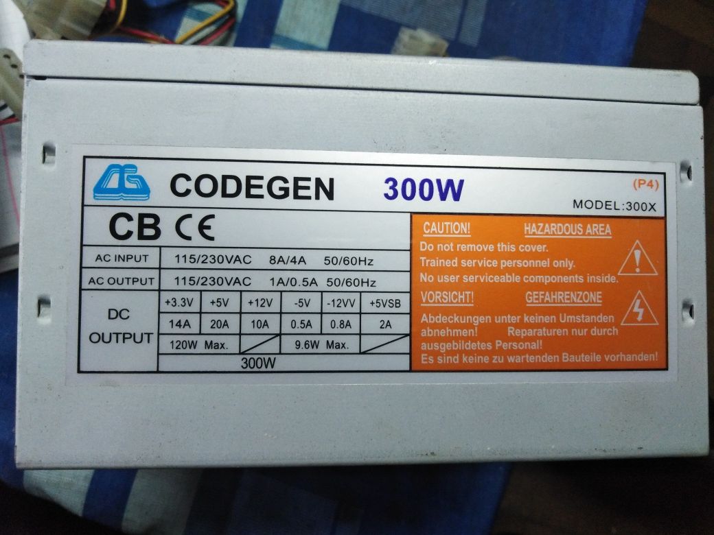 Компьютерный блок питания CODEGEN 300W, Model 300x