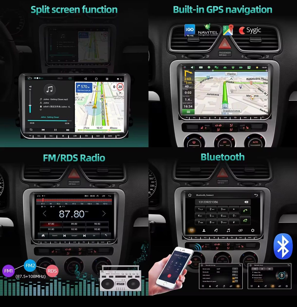 Radio Nawigacja Carplay Androidauto VW,Golf,Passat,Tiguan,Seat, Touran