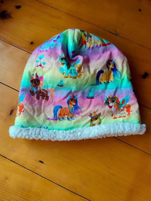 Dwustronna zimowa czapka 54-56 little pony kolorowa