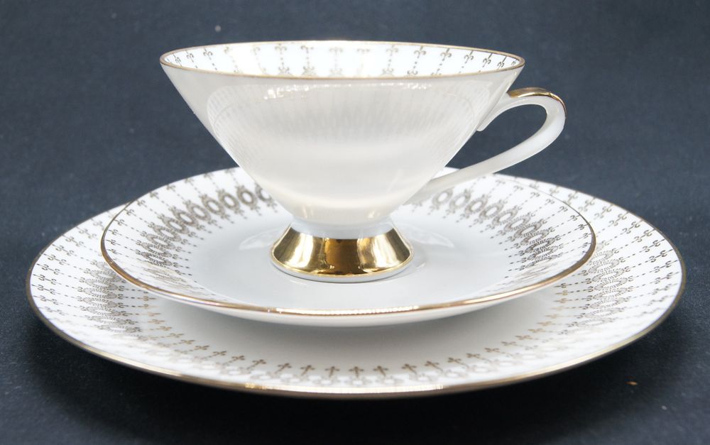 Trio Stara Porcelana filiżanka złocenia róża