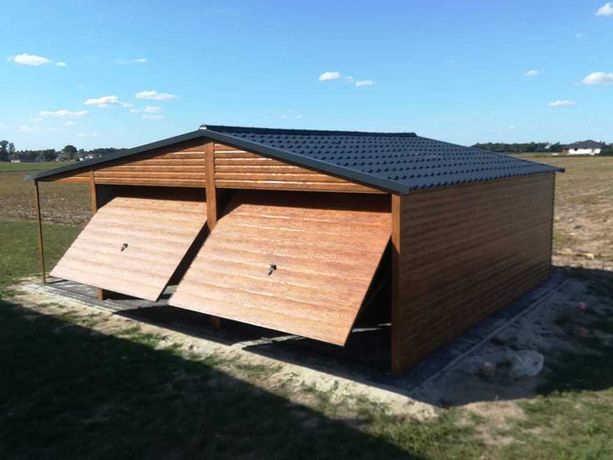 Garaż drewnopodobny nowoczesny blaszak 6x5 6x6 z wiatą