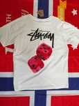 Stussy,Męska biała koszulka z nadrukiem letnim, rozmiar L