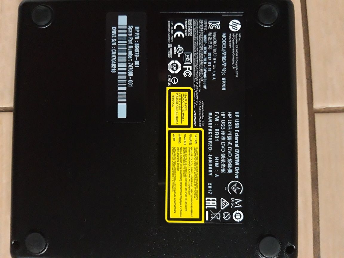 Zewnętrzna stacja dysku DVDRW HP GP70N