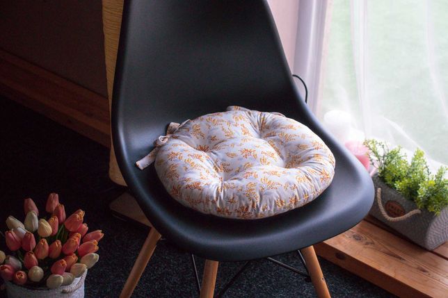 Подушка для стула, подушка с завязками, диаметр 36 см
