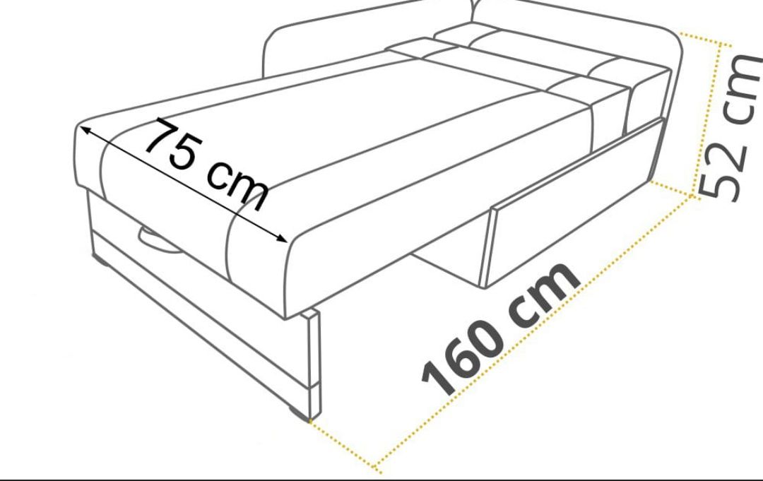 Sofa narożna rozkładana jednoosobowa