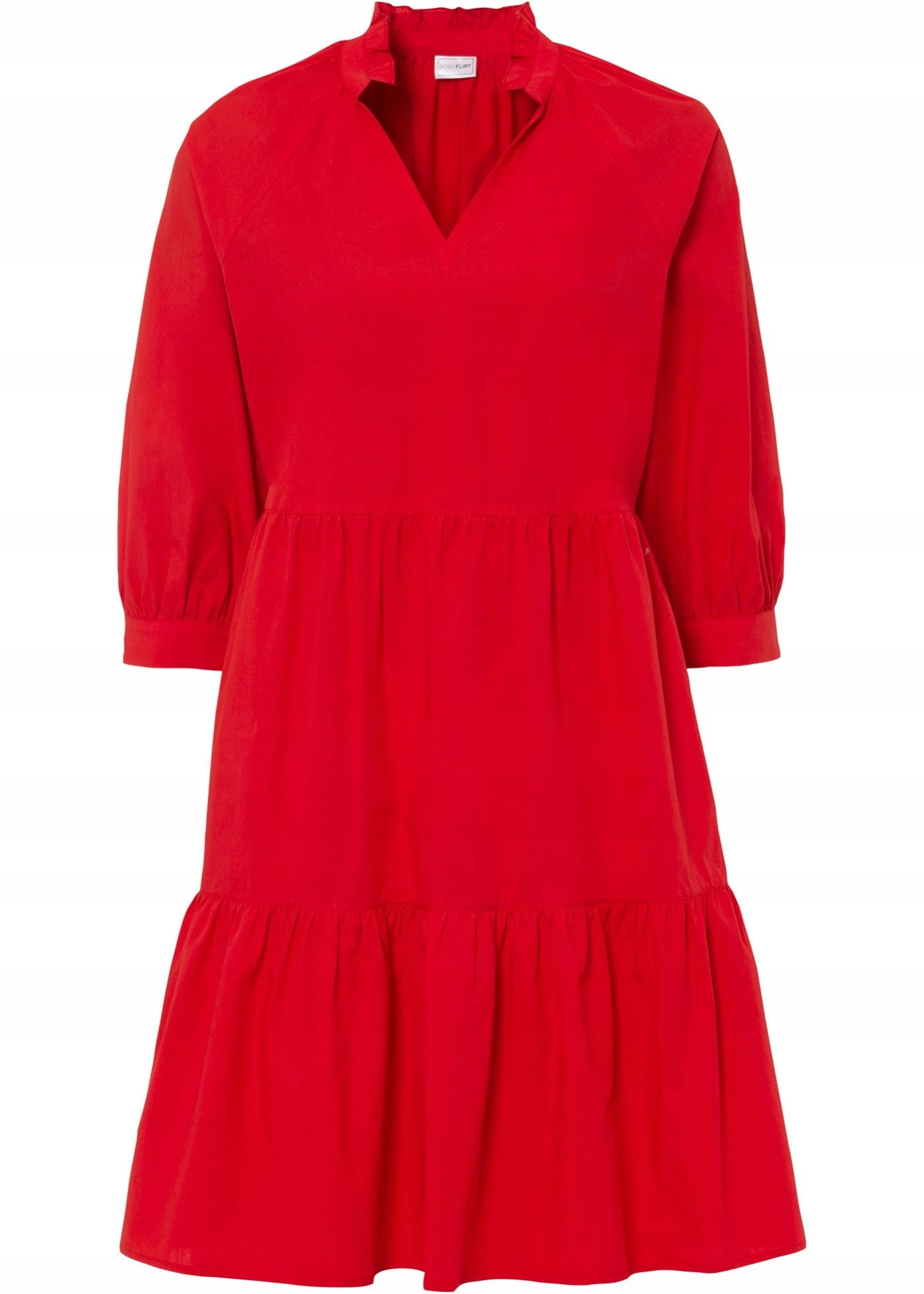 B.P.C sukienka czerwona ze stójką falbany 40.