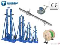 Rozwijaki do bębnów z kablami 8 ton, stojaki, podnośniki, kobyłki