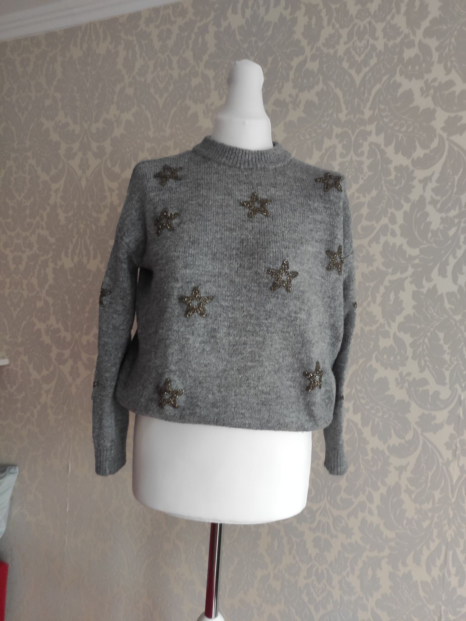 Sweter szary gwiazdki Papaya
