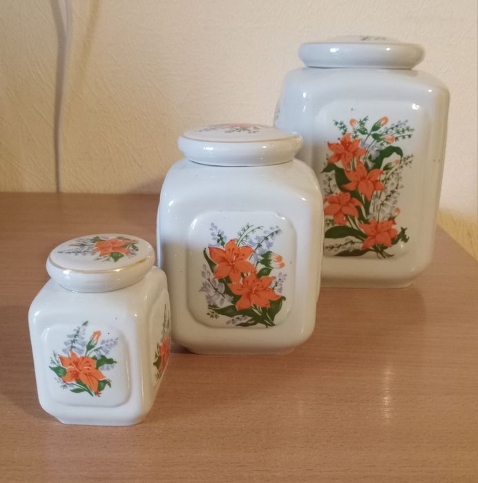 Ёмкость для сыпучих,  3 шт, фарфор