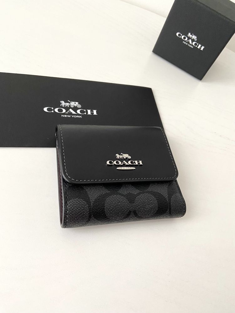 COACH Trifold Wallet Женский кожаный кошелек жіночий гаманець подарок
