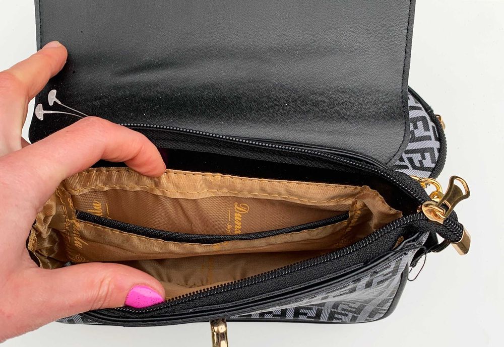 Torebka Logowana Fendi Szara Czarna Listonoszka