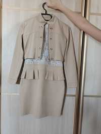 Нарядное платье с пиджаком, костюм для девочки р.146
